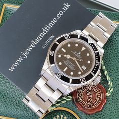 The first real divers watch from Rolex with its helium escape valve. This vintage model has become a great investment for collectors around the world. Mayfair London, Divers Watch, Watches For Sale, Jewellery Rings, Cartier Watch, Life Hacks For School, Pre Owned Rolex