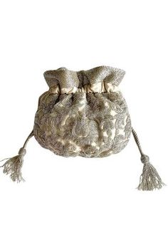 Shop for Kokommo The Damask Batwa Online at Aza Fashions Zardozi Work, Silver Handbag, Potli Bag, Silver Silk, Potli Bags, Handbags Online, Online Bags, Online Accessories, Aza Fashion