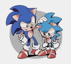 two cartoon characters, one in blue and the other in red with their hands together