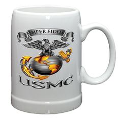 USMC Semper Fidelis Eagle Stoneware Mug Set-Military Republic Marine Tattoos, Mug Gift Set, Semper Fidelis, Proud American, Marine Mom, Merchant Marine, Semper Fi, Sarcastic Gifts, United States Marine