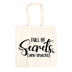 Looking for a cute tote bag to carry all your essentials this summer? This cute Full Of Secrets And Snacks bag will be perfect to add to your collection. Perfect for a day at the beach or every day life! Snack Bags, Cute Tote Bags, Day At The Beach, Black Canvas, Canvas Tote Bag, Tote Bag Design, Handbag Accessories, At The Beach, Canvas Tote