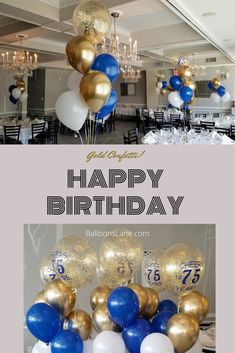 a birthday party with balloons and streamers