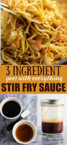 three ingredients to make stir fry sauce for chicken and noodles with everything in the kitchen