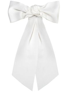 white silk satin grosgrain ribbon trim bow detailing French barrette fastening We've partnered with Good On You — an independent agency that rates how brands perform in relation to their impact on the planet, people and animals, with a multi-criteria rating simplified to a five points scale. In order to be awarded our conscious label, larger brands need to score a minimum of four out of five ('Good'), while smaller brands must score at least three out of five ('It's A Start'). This item comes from a brand rated three out of five ('It's A Start') by Good on You at the time it was added on FARFETCH. Please note, this is a brand-level rating and does not guarantee that this product is made with conscious materials. Learn more about what makes a product Conscious on our Conscious Criteria page Formal White Bow, Chic White Wedding Bow, White Satin Bow For Evening, Elegant White Bow With Ribbon, Elegant White Satin Bow, Chic White Satin Bow, Elegant White Ribbon Bow, Classic White Bow With Ribbon, Chic White Bow With Ribbon