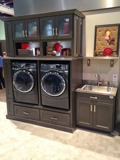 a washer and dryer in a showroom