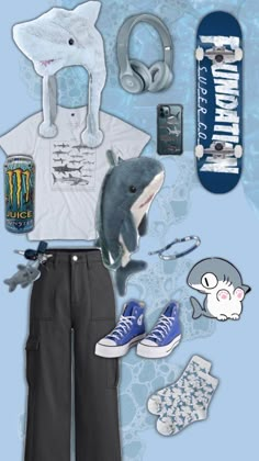 #blue #bluecore #shark #sharkoutfit #fit #outfit #blueaesthetic #silly #cute #clothes #grid #trend #fyp Shark Clothes, College Fits, Cute Shark, Future Clothes, Blue Shark, Cute Clothes, Complete Outfits, Really Cute Outfits, Dream Clothes