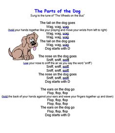 a poem with an image of a dog and the words, `'the parts of the