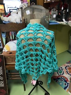 Handmade Crocheted Knitted Triangle Shawl Wrap Green Measurements 87” long side x 56” short sides 100% of the price benefits Lowcountry Animal Rescue of SC.  We are a 501c3 non-profit  serving the Greater Charleston area since 2002. Comes from a non smoking environment. Feel free to ask any questions - we usually respond within 24 hours Thanks for browsing and be sure to look at our other items available Knitted Triangle, Triangle Shawl, Triangle Shawls, Shawl Wrap, Non Profit, Crochet Scarf, Animal Rescue, Charleston, Scarf Wrap