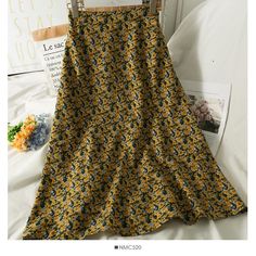 Size: one size Style: commuting Color: blue, black, yellow, red, coffee Red Coffee, Hong Kong Style, Retro Floral, Style Retro, A Line Skirt, Medium Length, A Line Skirts, Hong Kong, Maxi Skirt