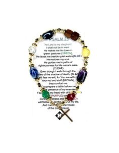 Beautiful bracelet to remind you of Psalm 23! Made with long lasting stretch cord so fits many sizes of wrists.  This bracelet would make a great gift for a coworker or loved one! Includes Psalm 23 bracelet, Psalm 23 color card, and small jewelry box. *beads/charm may vary slighty from photo Psalm 23 Bracelet, Christian Bracelets, Beads Charm, Small Jewelry Box, Psalm 23, Small Jewelry, Color Card, Christian Gifts, Beautiful Bracelet