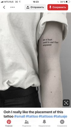 a person with a tattoo on their arm that says, oh i really like the placement of this tattoo