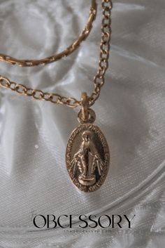 Gold Saint Mary Pendant Necklace