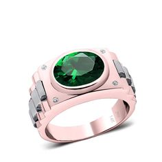 Princess Cut Emerald Men's Ring with Natural White Diamonds in 14K Rose Gold Engraved Male Band http://www.jewelsformen.com/products/princess-cut-emerald-mens-ring-with-natural-white-diamonds-in-14k-rose-gold-engraved-male-band Birthstone Band, 40th Anniversary Gifts, Signet Ring Men, Gold Anniversary, Silver Signet Ring, Anniversary Gifts For Husband, Gold Engraving