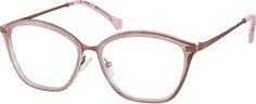 These sophisticated cat-eye glasses are lightweight and feature adjustable nose pads for all-day comfort. The wide eyeglasses has translucent plastic rims in dusty pink with bronze metal temple arms and pink tortoiseshell temple tips. | Zenni Women's Cat-Eye Prescription Eyeglasses Pink Tortoiseshell Cat Eye Glasses Frames Prescription, Cat Eye Glasses Frames Vintage, Unique Glasses Frames, Stylish Glasses For Women, Glasses For Round Faces, Vintage Cat Eye Glasses, Perfect Cat Eye, Cat Eye Glasses Frames, Eye Prescription