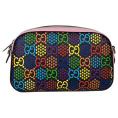 Gucci Women's Gg Supreme Monogram Web Shoulder Bag Multicolor Sz Small Dm15 Brand Gucci Style Crossbody Multicolor Closure Zipper Features Base This Camera Style Cross-Body Bag Is Crafted Of Monogram Canvas With Black Leather Trim. The Bag Features Pink And Black Shoulder Strap. This Opens To A Black Fabric Interior With Room For All Of Your Daily Essentials With The Sophisticated Style Only From Gucci!. Removable Strap, Multiple Style. Length: 9.5 In, Height: 5.5 In, Width: 2.75 In, Drop: 19.5 Gucci Bucket Bag, Gucci Fanny Pack, Gucci Style, Gucci Crossbody Bag, Gucci Purse, Gucci Crossbody, Gucci Soho Disco Crossbody, Canvas Crossbody Bag, Gucci Fashion