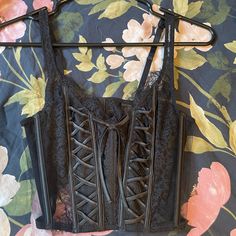 I Impulsively Bought Without Trying On And Has Been Hanging In My Closet Ever Since. Never Worn Good Condition With Tags Black Corset With Lace Trim For Night Out, Black Lace Trim Corset For Night Out, Black Bra-friendly Corset For Night Out, Victoria's Secret Corset For Night Out, Black Bra Friendly Corset For Night Out, Victoria's Secret Corset For Evening, Diy Thrift Flip, Homemade Stuff, Black Lace Corset