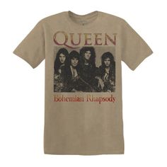 Queen T-Shirt by Goodie Two Sleeves. * Available in Adult sizes S-XL only  * Lightweight, soft 100% Cotton Fabric, will shrink slightly * Regular Fit (see sizing chart in the listing photos) * Pigment Dye Tan Color T-Shirt  * Officially Licensed Queen Apparel **We sell this product as it is shown, we do not offer custom printing services for our t-shirts as all of them are pre-printed** Queen Bohemian Rhapsody, Fantasy Queen, Queen Tshirt, British Rock, Rock Tees, Bohemian Rhapsody, Dyeing Process, Freddie Mercury, Crew Neck Shirt