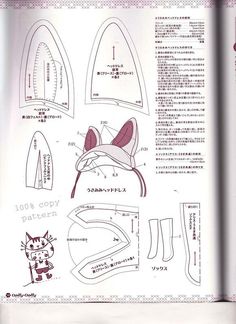 an open book with instructions on how to make a cat hat and other things in it