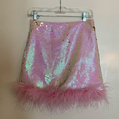 Brand New With Tags, Never Worn. Would Be Great For A Halloween Costume Or A Festive Event! Sequins Are Pink With Iridescent Gold And Teal Undertones. Feathers Are Very Soft! Skirt Is Lined So It’s Not Scratchy. Size Small. Willing To Negotiate Price! Pink Mini Skirt For Spring Party, Spring Party Pink Mini Skirt, Pink Fitted Mini Skirt For Party Season, Fitted Pink Mini Skirt For Party Season, Glamorous Fitted Pink Skirt, Pink Sequin Mini Skirt For Summer, Pink Party Skirt With Lining, Feather Trim Mini Skirt For Party, Summer Pink Sequined Mini Skirt