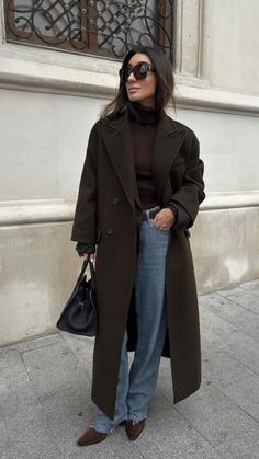 Cute Outfits for Winter: Stay Warm and Stylish at Any Age — No Time For Style Chocolate Brown Fall Outfit, Turtleneck Winter Outfit, Fall Lunch Outfit Ideas, Brown Coat Outfit Winter, Dark Brown Coat Outfit, Sunday Lunch Outfit, Long Wool Coat Outfit, Closet Quotes, Brown Wool Coat Outfit