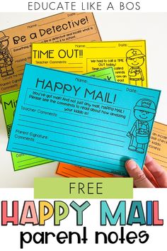 the happy mail parent notes for kids to use with their child's school supplies