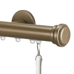 a close up of a metal curtain rod