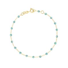 Classic Gigi Aqua bracelet, Yellow Gold, 6.7 Braclets Gold, Aqua And Gold, Colorful Inspiration, Classic Candy, Fresh Perspective, Classic Bracelets, The South Of France, Pink Bracelet, Colorful Bracelets