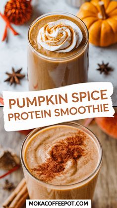 Craving the flavors of fall without the guilt of a slice of pumpkin pie? Enter the Pumpkin Spice Protein Smoothie! This delightful concoction packs all the cozy vibes of autumn into a single glass. With its creamy texture and warm spices, this smoothie transforms breakfast into a seasonal celebration. Forget about spending your hard-earned cash... Pumpkin Protein Smoothie Healthy, Pumpkin Spice Coffee Smoothie, Pumpkin Puree Smoothie, Pumpkin Spice Protein Smoothie, Pumpkin Spice Smoothie Healthy, Pumpkin Spice Protein Shake, Pumpkin Protein Smoothie, Pumpkin Protein Shake, Pumpkin Drink Recipes