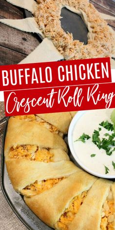 buffalo chicken crescent roll ring with ranch dip