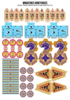 an assortment of paper decorations and stickers