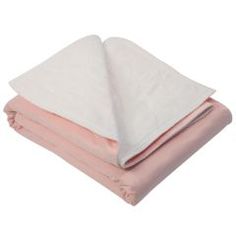 two blankets folded on top of each other with pink and white sheets in the middle