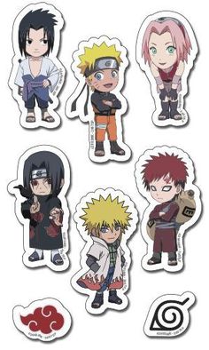 six different anime character stickers on a white background, each with their own avatar