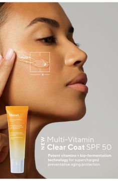 What it is: Potent vitamins and bio-fermentation technology enrich a clear sunscreen for supercharged preventive aging protection.Who it's for: Ideal for balanced, oily, dry, combination and sensitive skin types.What it does: The SPF formula nourishes and protects against early aging with high-level, free-radical-fighting SPF. It recharges antioxidant levels depleted by sun and environmental exposure. SPF is your greatest weapon against skin-damaging UV light, but it isn't perfect. SPF 50 blocks Sunscreen Advertisement, Antioxidants For Skin, Cosmetics Model, Clear Sunscreen, Skin Technology, Derma Cosmetics, Skincare Ads, Morning Massage, Cosmetic Inspiration