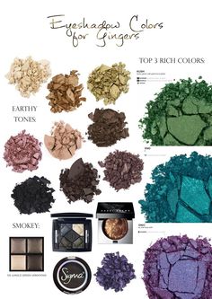 Makeup tips for #gingers / red heads - Complementary Eyeshadow Colors Dark Autumn Eye Color, True Summer Eyeshadow, House Of Colour Autumn Makeup, Dark Autumn Eyeshadow Palette, Ginger Makeup, Seint Pomegranate Eyeshadow, Makeup Tips For Redheads, Red Hair Makeup, Fall Beauty Trends