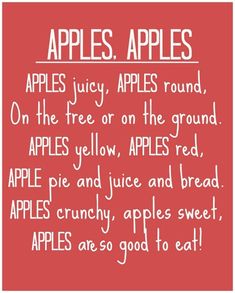 an apple poem with the words apples on it