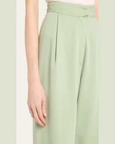 Oscar de la Renta pants in silk georgette    High rise    Pleated front    Wide legs    Full length    Hooktab/zip fly    Silk/elastane    Made in Italy Evening Flats, Cocktail Jacket, Wide Legs, Platform Pumps, Lingerie Sleepwear, Bergdorf Goodman, Designer Collection, Handbags On Sale, Travel Size Products