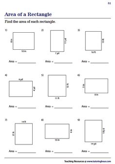 the area of rectangle worksheet for students to learn how to use it