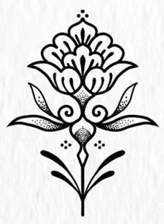 a black and white drawing of a flower