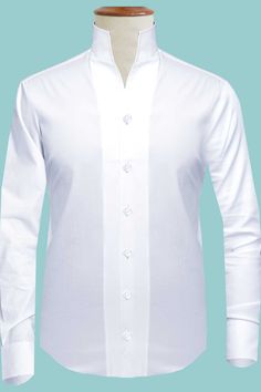 Classic Long Sleeve Shirt For Daywear, Classic Long Sleeve Dress Shirt For Daywear, White Button-up Dress Shirt For Daywear, Collared Shirt With Covered Buttons For Daywear, Elegant Top With Stand Collar, White Shirt With Spread Collar For Daywear, White Long Sleeve Dress Shirt With Concealed Placket, White Spread Collar Shirt For Daywear, White Stand Collar Shirt With Button Closure