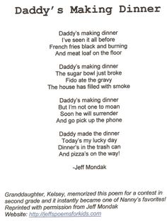 the poem for daddy's making dinner