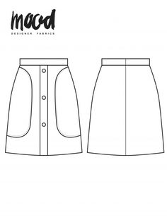 the front and back view of a women's skirt sewing pattern