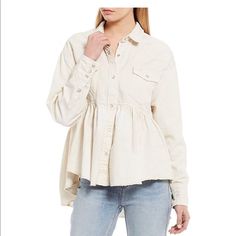 Free People Top. Never Worn. Fall Button-up Blouse For Brunch, Fall Brunch Tops With Button Closure, Fall Brunch Blouse With Buttons, Fall Season Brunch Blouse With Buttons, Fall Button-up Tops For Brunch, Fall Brunch Button-up Tops, Rock Clothing, Punk Rock Outfits, Silhouette Shirt