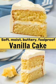 A deliciously soft, buttery, moist, fluffy vanilla cake recipe! You can make this homemade vanilla layer cake as an 8 inch cake, 9 inch cake, sheet cake, or even as vanilla cupcakes. I show you how to frost with vanilla buttercream frosting or chocolate buttercream frosting, and decorate for a simple birthday cake too. This cake has a soft crumb with great vanilla flavor, and stays fresh for days! Homemade Vanilla Cake Recipe, The Best Vanilla Cake Recipe, Vanilla Cake Recipe Moist, Vanilla Cake From Scratch, Live Well Bake Often