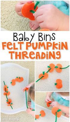 a collage of photos showing how to make felt pumpkins