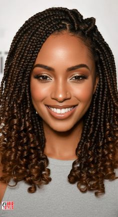 6. Goddess Braids with Curly Ends | 10 Goddess Braid Looks For A Full And Textured Style#goddessbraid #braids #afroamerican Goddess braids are a timeless choice for those who want a bold, elegant, and full look. These braids are thick, textured, and can be styled in numerous ways to suit every occasion. Whether you’re attending a wedding or simply want to elevate your everyday style,.. Goddess Braids With Curly Ends, Braid Looks, Goddess Braid Styles, Goddess Braid, Thick Braids, Short Box Braids, Mullet Haircut, Easy Bun Hairstyles