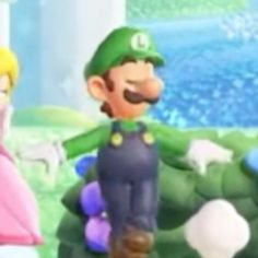 mario and luigi are standing next to each other