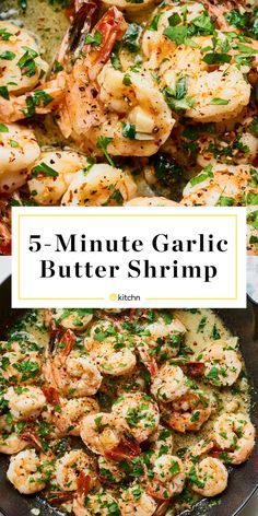 the title image for 5 minute garlic butter shrimp