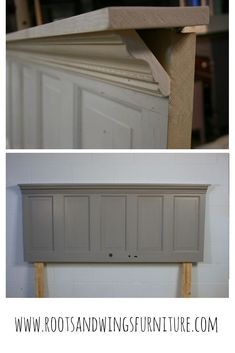 two pictures side by side showing the top and bottom of a cabinet with drawers on each side