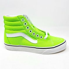 Condition: New Size: Womens Shoes Material: Canvas Color: Green Style: Athletic Green Vans Sneakers For Spring, Trendy Green Vans Sneakers, Neon Lace-up Casual Sneakers, Neon Casual Lace-up Sneakers, Vans Verdes, Womens Casual Shoes, Style Athletic, Vans Sk8 Hi, White Sneakers Women