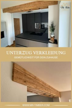 Unterzug Verkleidung aus Altholz Wall Removal, Tv Wall Cabinets, Faux Wood Beams, Faux Beams, Accent Walls In Living Room, House Color Schemes, Farmhouse Interior, Wood Ceilings, Home Additions